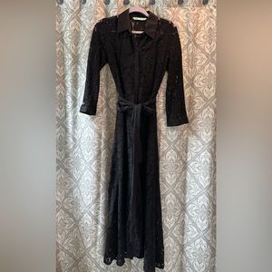 Zara, lace midi dress with a belt and underdress, size S